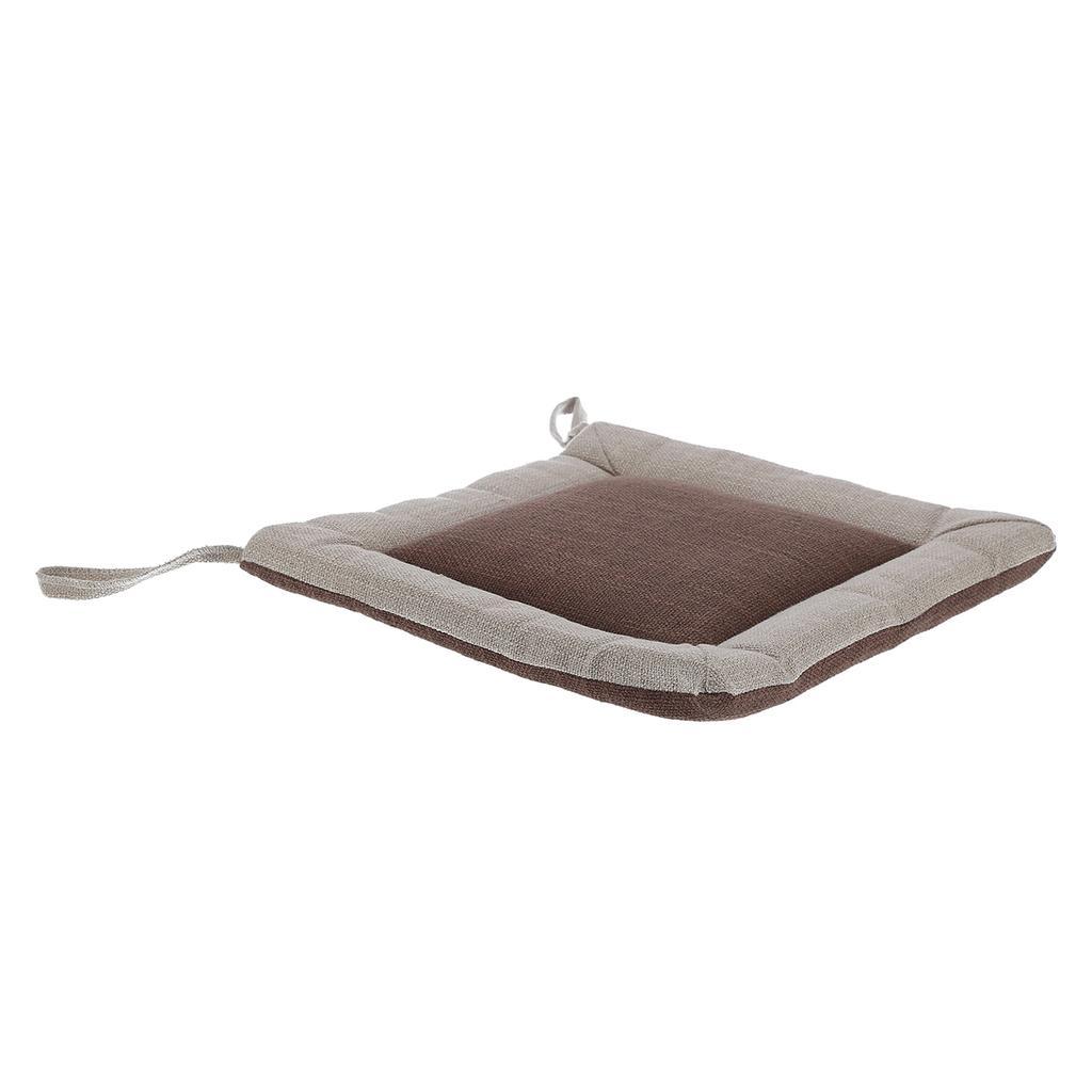 Linen Seat Cushion Coffee Color AntiDeformation MultiLayer Cotton Linen Chair Cushion with Fixable Straps