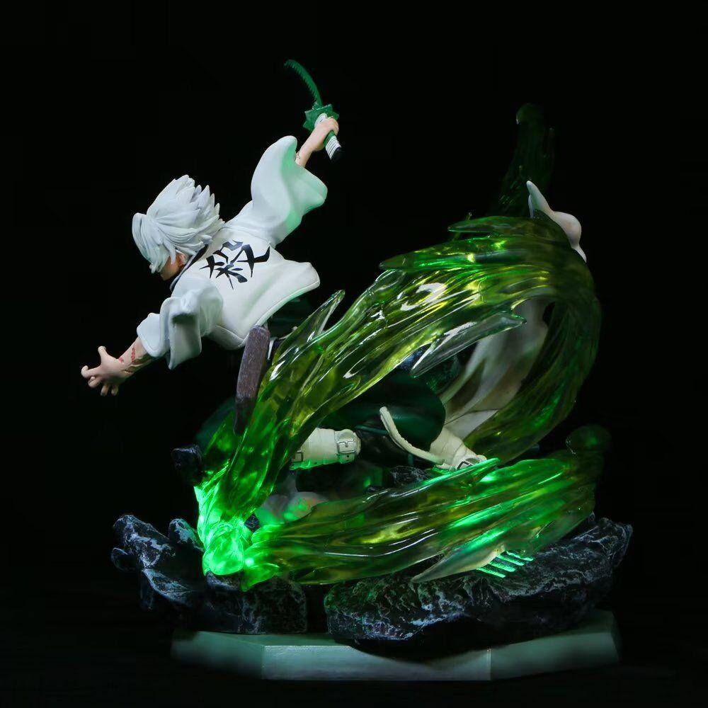 30cm Demon Slayer GK Shinazugawa Sanemi Pilar del Viento Figura de Acción de PVC Figura de Anime Colección Luminosa Modelo Juguetes Muñeca para Niños Regalo