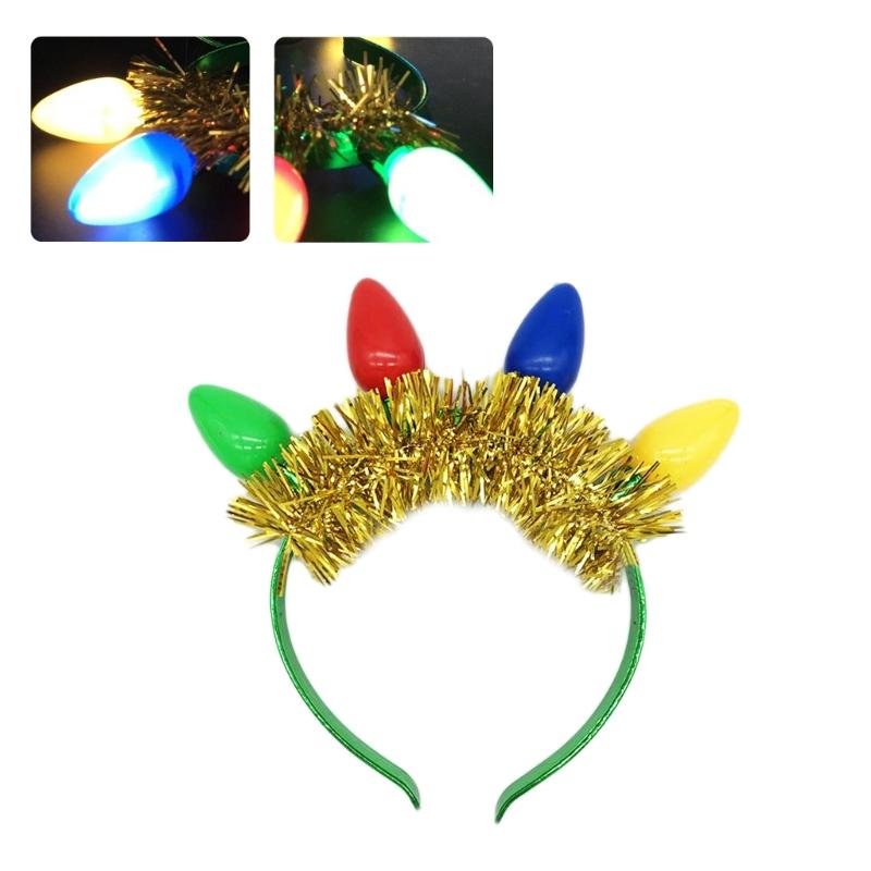 Weihnachts-LED-Glühbirnen-Stirnband Leuchtet im Dunkeln Partyzubehör Leuchtende Kopfbedeckung Haarschmuck für Frauen Mädchen