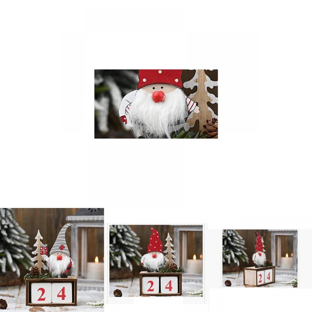 Charming Wooden Pinecone Advent Calendar Santa Figurine With Red Hat For Christmas Decor