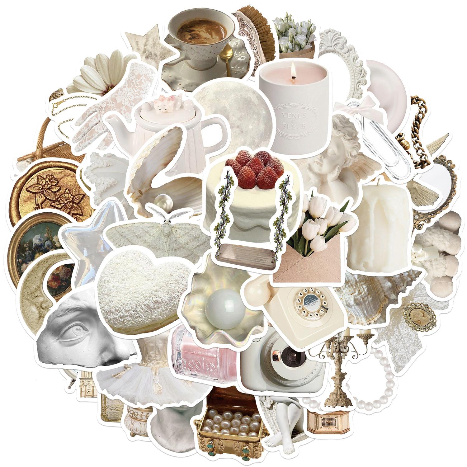 

50 Белых Нежных INS Граффити Наклеек Гитара Ноутбук Чемодан Сделай Сам Водонепроницаемые Наклейки