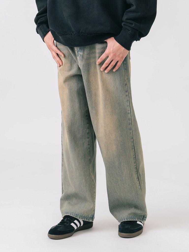 Jeans Blast Wide Straight Denim INDIGO S [Beams Heart] Men's