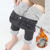 Women's High-Waist Black & Gray Thickened Denim Skinny Pants: Autumn/Winter, Plus Velvet, Cropped, Stretchy, Slimming, Butt-Lifting Pencil Fit.