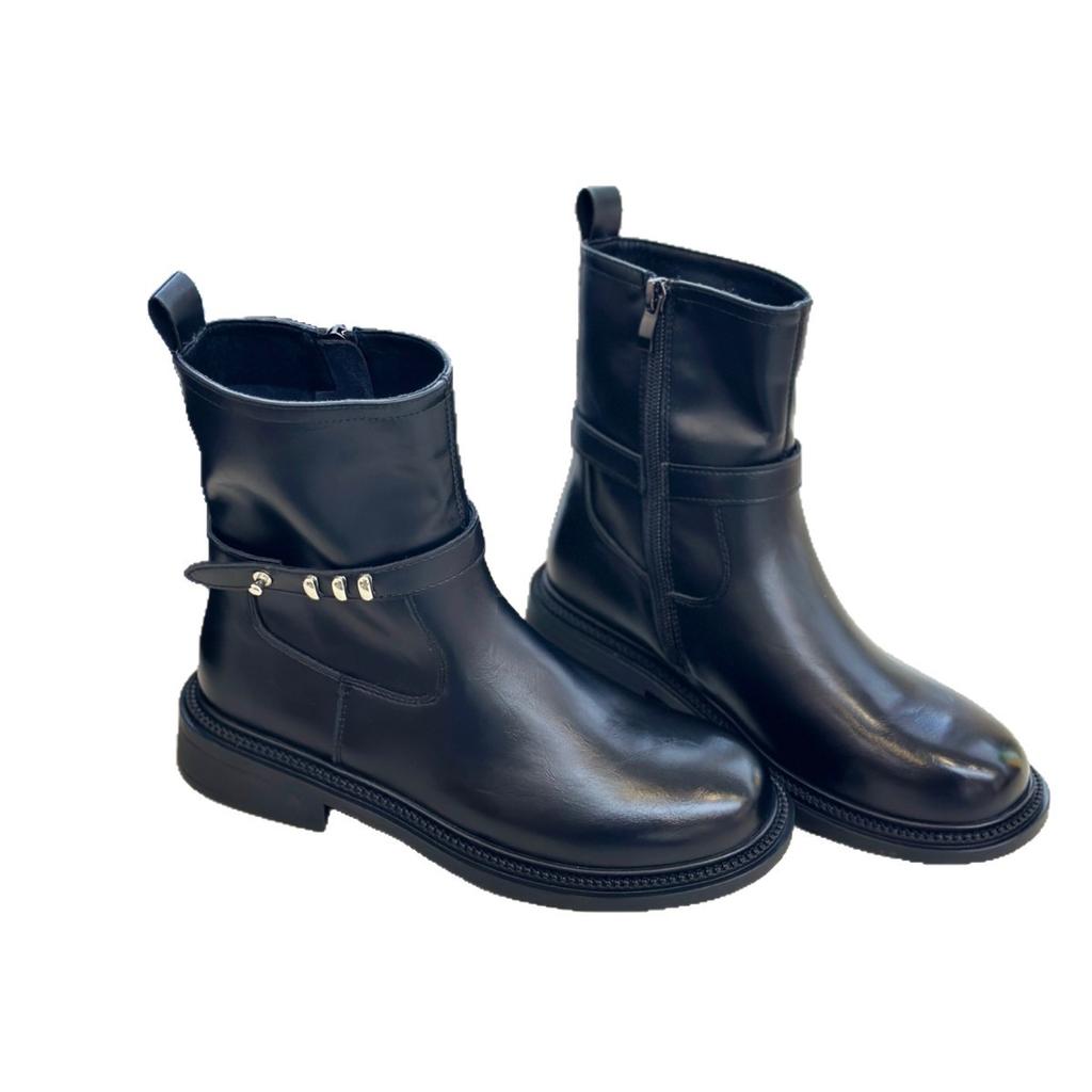 High quality~ 2025 autumn and winter new fashion temperament versatile casual shoes round head medium heel thick heel fashion short boots women