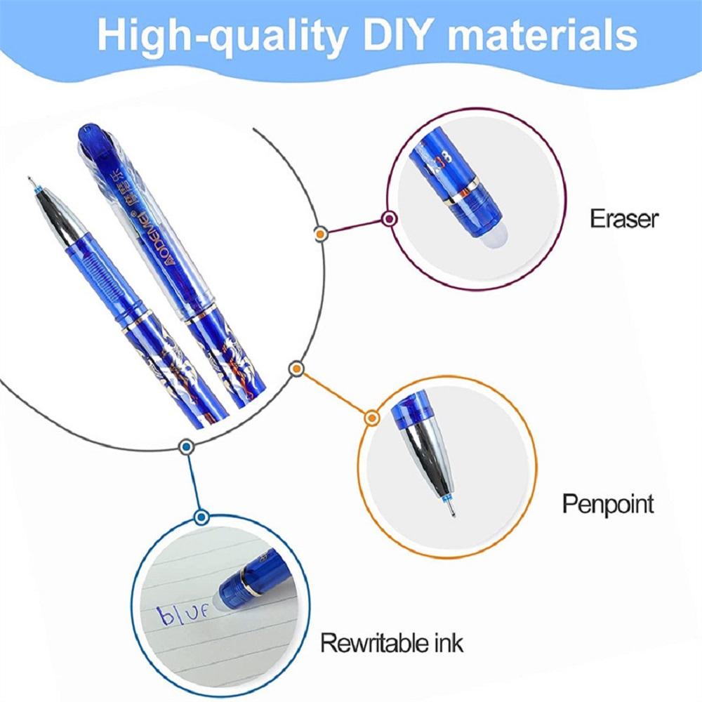 12/13PCS Erasable Gel Pen Set Ballpoint Pens Rod 0.5mm Pen Refills Washable Handle Writing Stationery for School Office Supplies