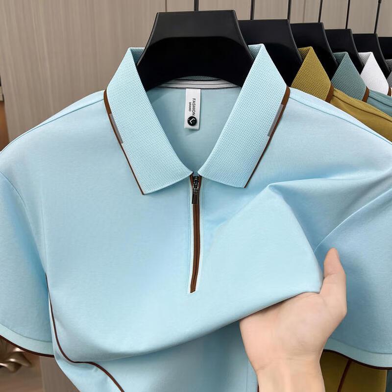 Yiliteng Men s Short Sleeve Zipper Polo Shirt XL
