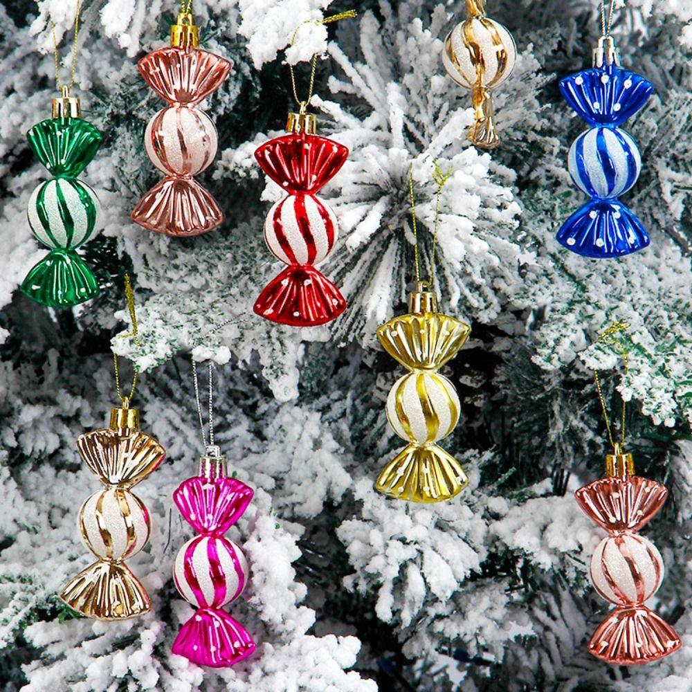 

6pcs/box Decorative Christmas Candy Pendants Plastic Christmas Tree Pendant Xmas Gifts