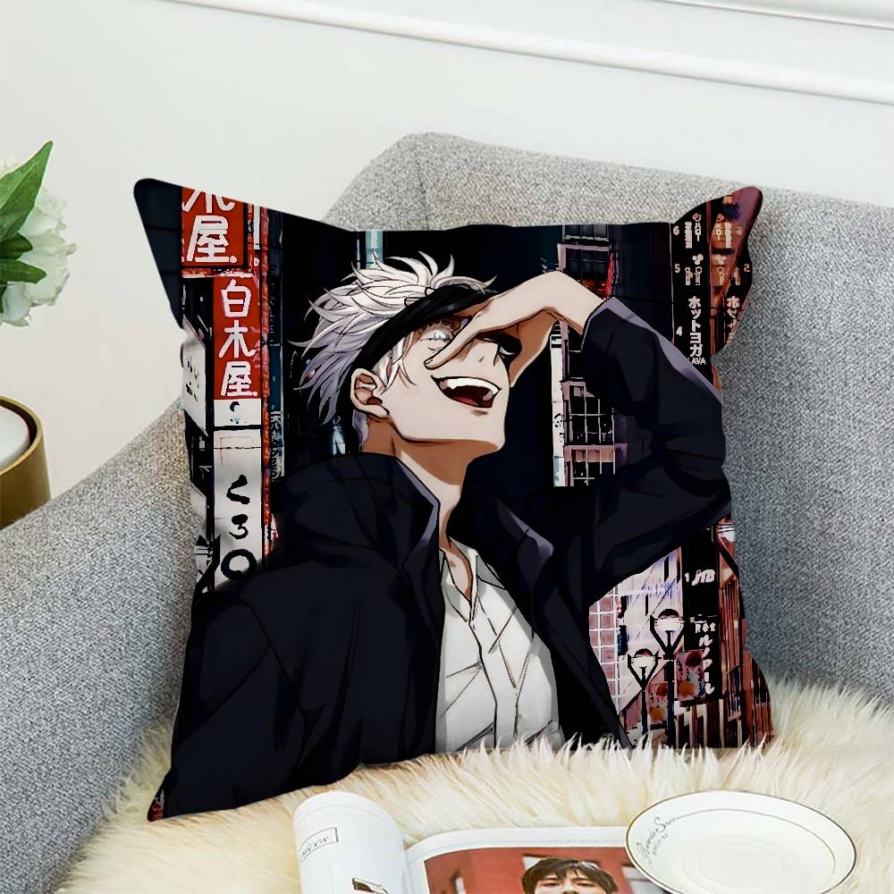 

Jujutsu Kaisen Gojo Satoru Pillow Case Luxury Double-sided For Car Pillows 40x40 Cushions Cover Home And Decoration Sofa Pillowc 16x16Inch