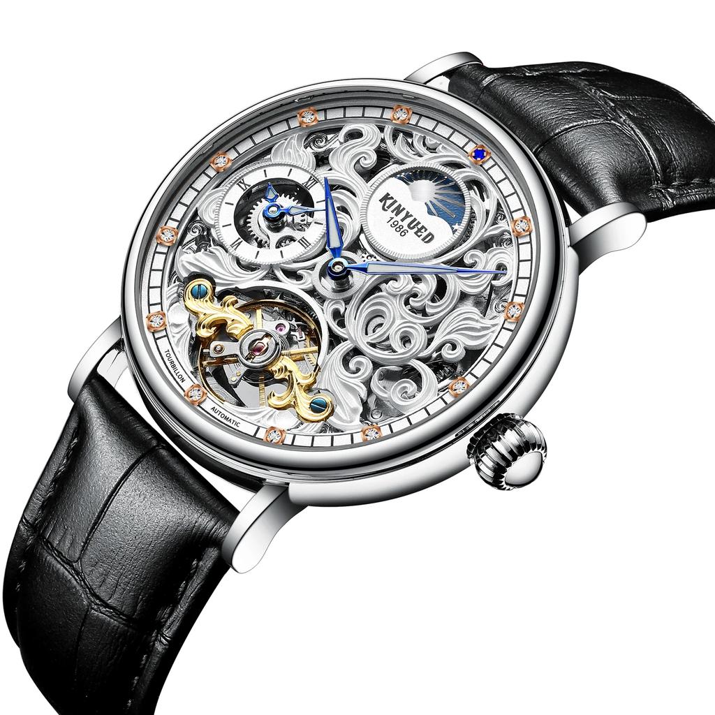 KINYUED J078 Popular Men's Mechanical Watches High Quality Leather Band Life Waterproof Automatic Men's Watch