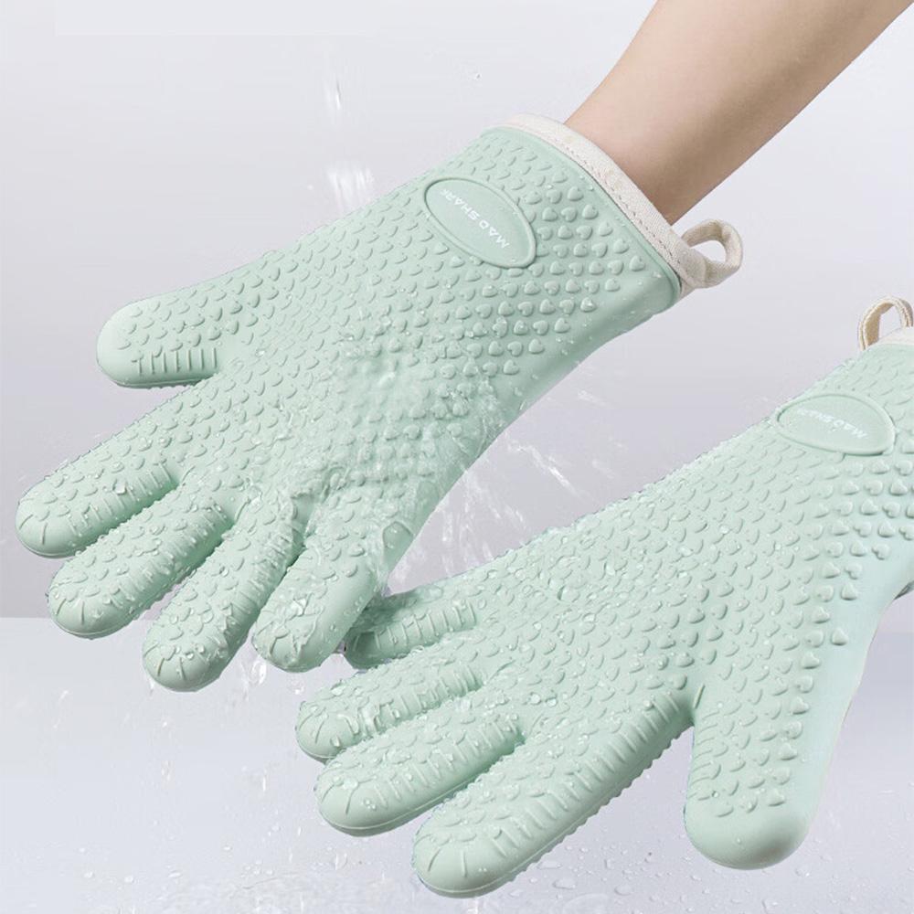 Mănuși de Silicon Îngroșate Anti-opărire Rezistente la Căldură Mănuși pentru Copt cuptor cu Microunde Mănuși pentru Grătar Mănuși Anti-alunecare Mănuși Izolatoare Termic
