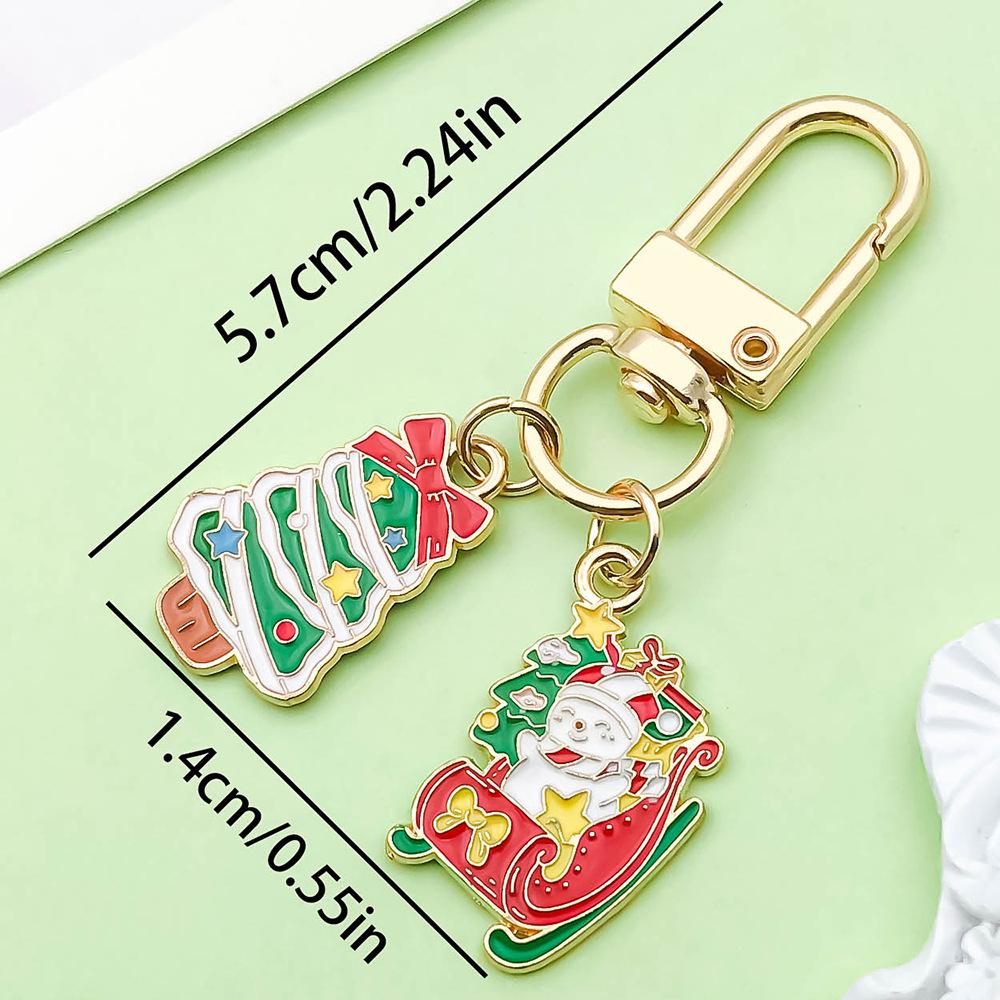Exquisite Christmas Keychain: Santa, Reindeer, Gift Box, and Bell Ornaments Pendant