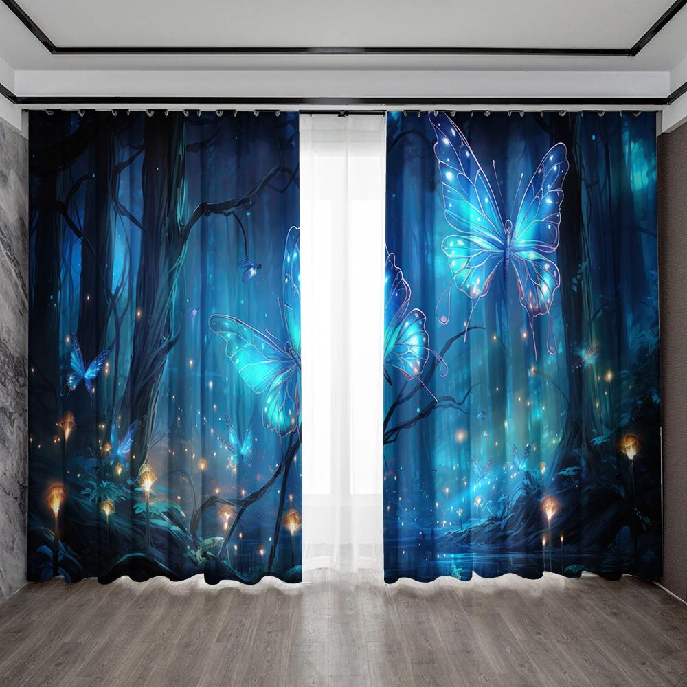 

2 шт. Шторы для украшения дома с изображением мультяшных грибов и карнизными шторами, подходят для кухонь, кафе, гостиных 75x166cm&Without mount