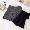 Women's Autumn Winter Grey High-Waisted Short Pleated Skirt Slimming Versatile Anti-Exposure A-Line Stylish Casual All-match Versatile Skirt