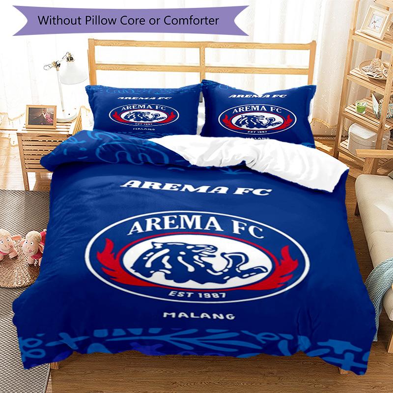 Arema Football Club Printed Pattern Duvet Cover Set – Includes 1 Duvet Cover and 2 Matching Pillowcases Bedroom Decor Christmas Gifts