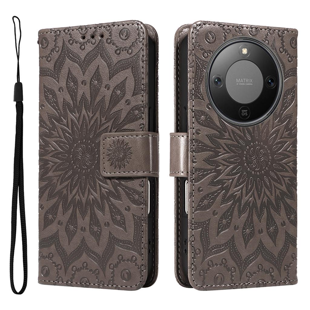 For Honor Magic8 Lite 5G/X9d 5G/X70 5G Leather Wallet Case Sunflower Imprinted Phone Cover