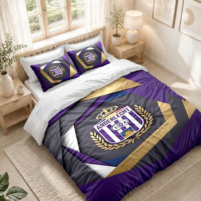 Bedding Set 1 Duvet Cover 2 Pillowcases Anderlecht FC Print Bedroom Home Decoration