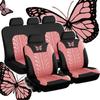 Car Seat Cover Full Set, Universal Butterfly Pattern Embroidery Auto Seat Cover Set