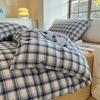 Retro Striped Four-piece Set, Cotton Pure Cotton 100 Washed Cotton Bed Sheet Quilt Cover, Male Student Dormitory Bed Three-piece Set 1