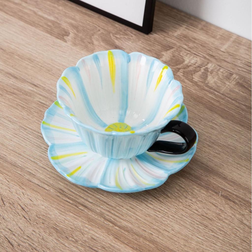 Creative Underglaze Hand-Painted Petals Ceramic Coffee Cup And Saucer Girl'S Heart Afternoon Tea Cup And Saucer Set