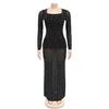 European & American Rhinestone Long Sleeve One-Shoulder Women's Dress