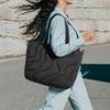 [tomtoc] Fluffy Tote Bag, Large Capacity, Lightweight Shoulder Bag, Compatible with 15-16 Inch MacBooks, A4 Size, Soft Quilted Shoulder Bag,