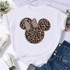 Unisex Mickey Mouse Fashion Leopard Minnie Head T Shirt T-shirt Cartoon Graphic Print Tshirt Streetwear Tops Clothing