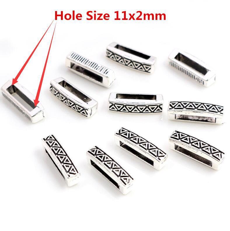 20-Piece Set: 16x6x6mm Flat Strand Beads for DIY Leather Bracelet Making, Jewelry Spacer Accessories with 1cm Wide Hole