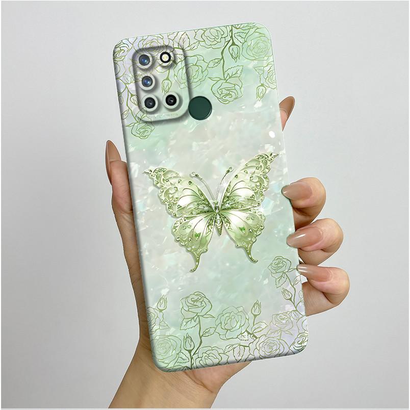 Phone Case For Realme 7I RMX2103 C17 Shockproof Case For Realme C17 Pretty Flowers Liquid Soft Silicone Back Cover Bumper Fundas
