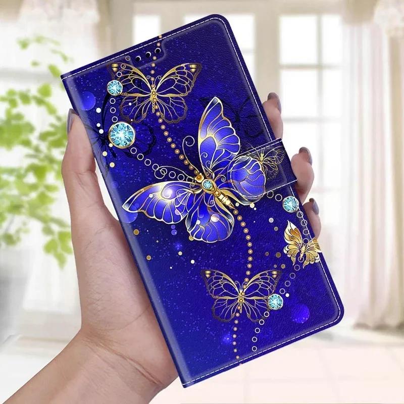 Butterfly Case for Motorola Moto G85 G75 G55 G35 G15 G05 Etui Leather Painted Case for Moto G85 G 85 Capa Stand Book Cover Funda