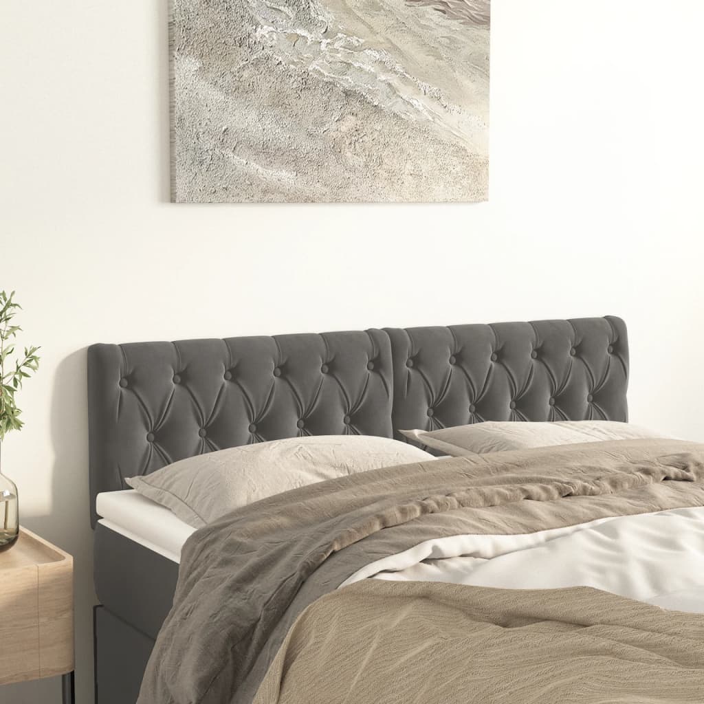 Vidaxl Bed Headboards, 2 Pcs, Dark Gray, 72X7X78/88 Cm, Velvet
