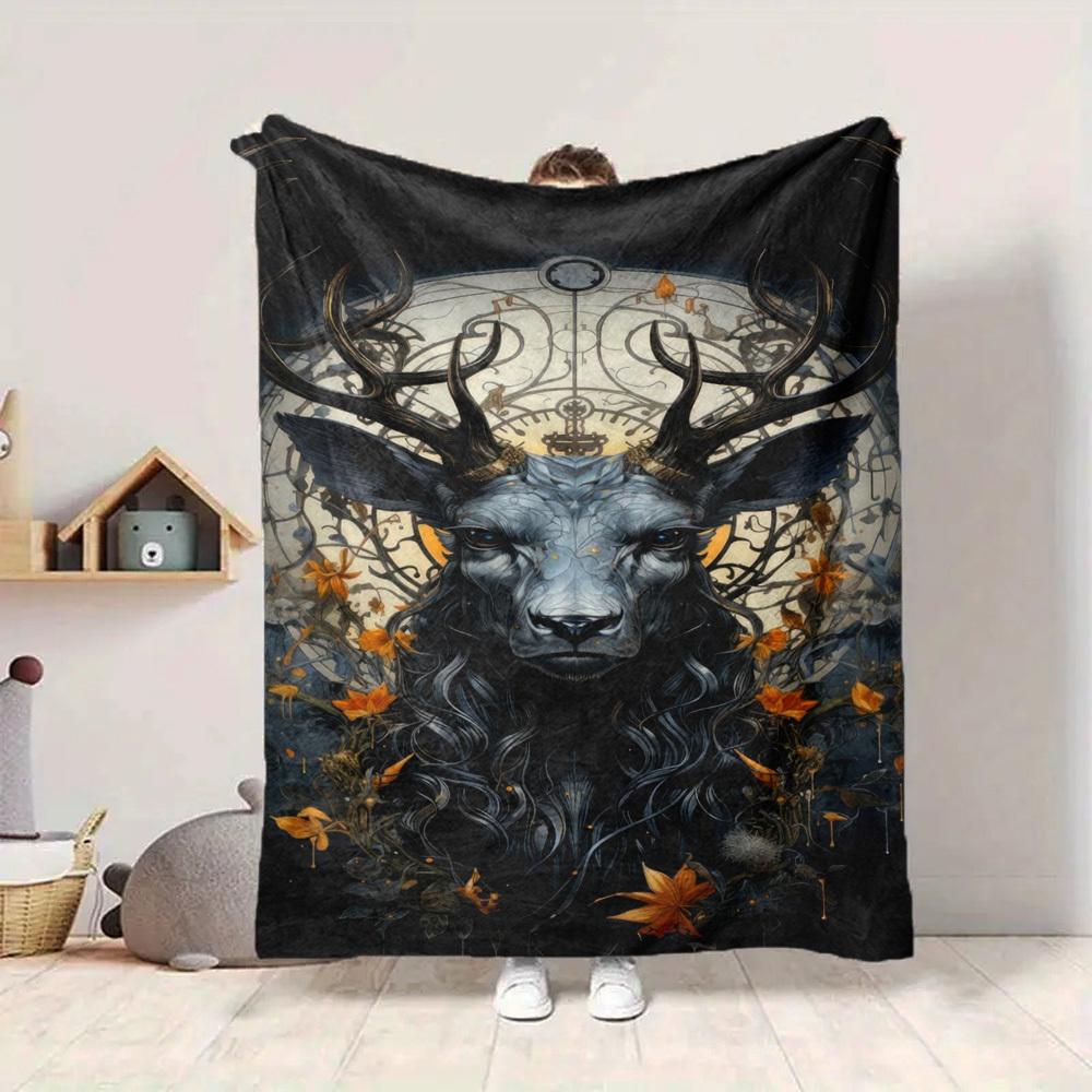 1pc Mythical Deer Art Blanket Lightweight Blanket Throw Blanket For Sofa, Bed, Travel, Camping, Livingroom, Office, Couch, Chair Yy251010087
