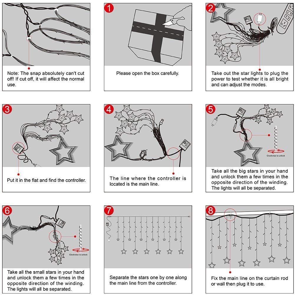 Ghirlandă Luminoasă cu Stele cu 12 LED-uri Alb Cald 138 LED-uri, 3 Metri Lumini Decorative pentru Decorațiune Crăciun, Nuntă, Petrecere, Casă & Terasa Iluminat Decorativ