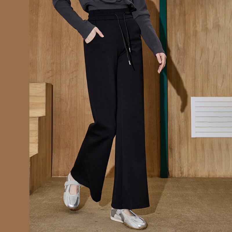 COOLHUT Women's Elegant Drawstring Seam-Detail Flare Casual Pants
