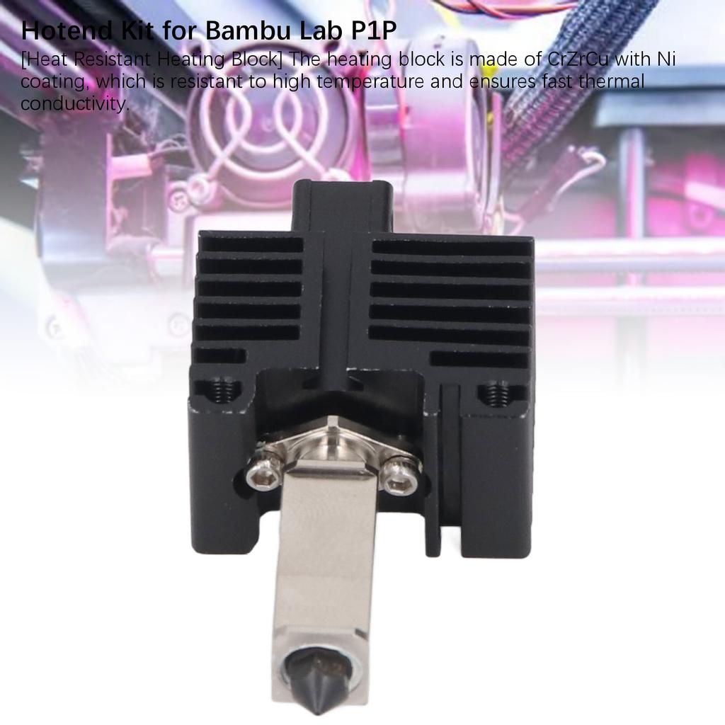 Hotend Kit 0.2mm Hardened Steel Nozzle Extruder Hot End with 2510 Fan for Bambu P1P P1S 3D Printer Hotend Kit with Fan
