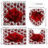 1/4 Rose Print Shower Curtains, Toilet Seat Decoration, Shower Curtain With Carpet And Toilet Lid, 70.8X70.8 Inch