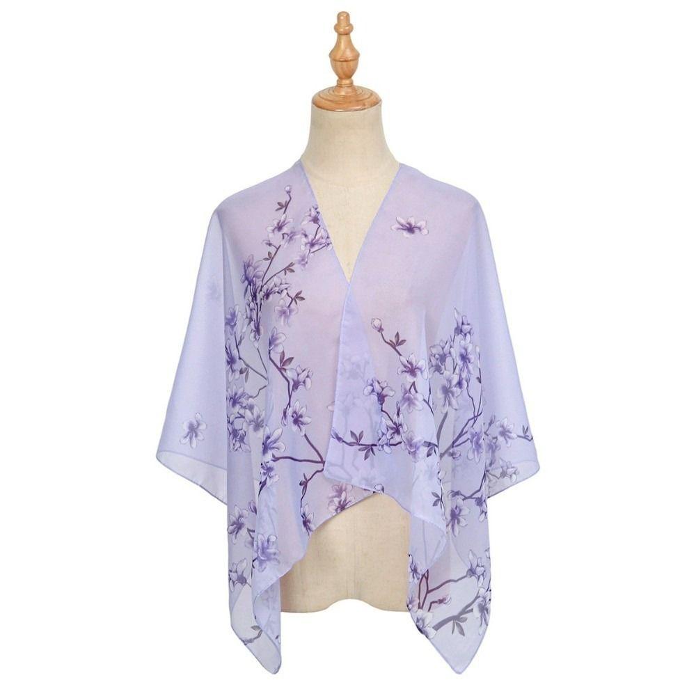 Thin Chiffon Scarf Floral Print Female Wrap Shawls New Beach Scarves  Spring