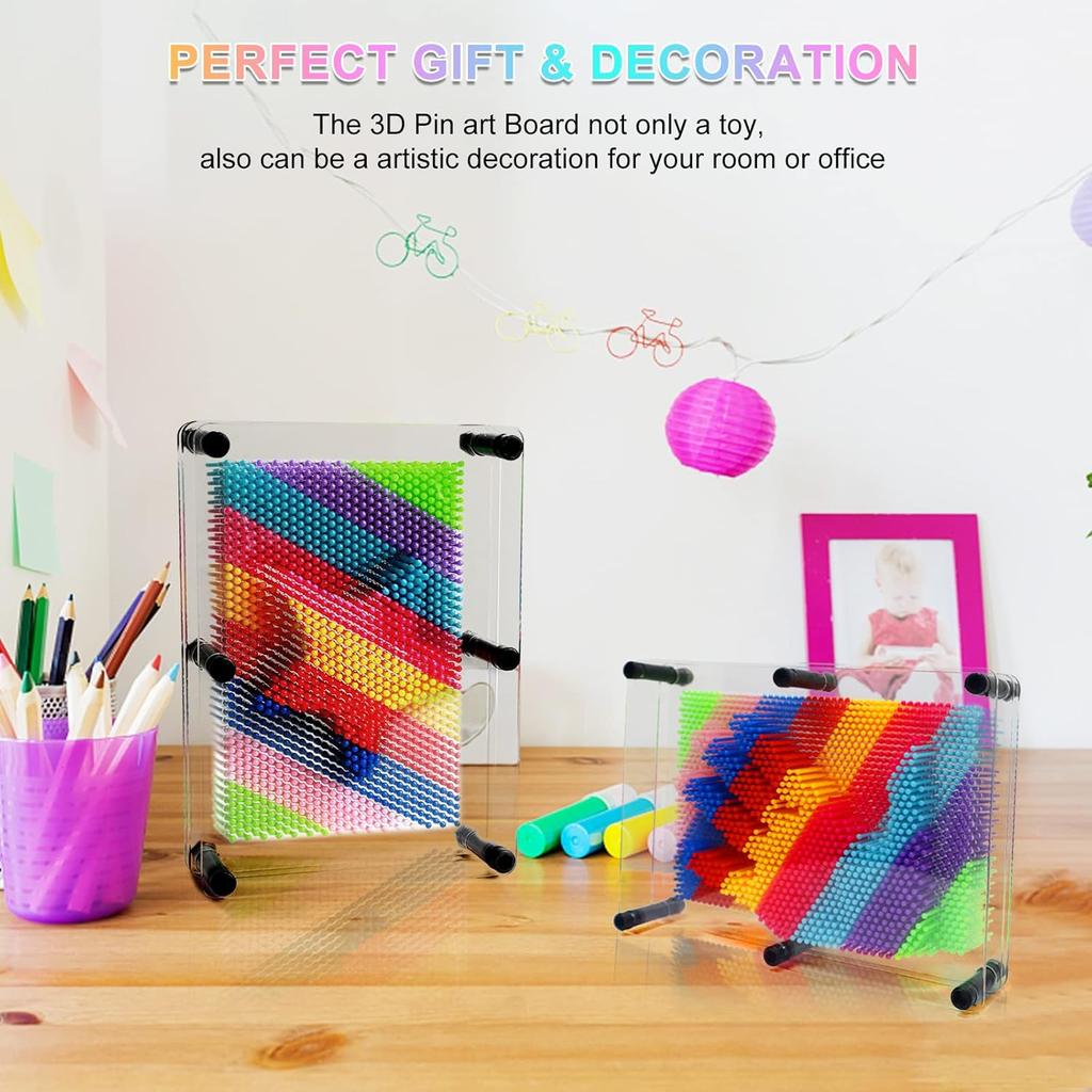 Hsxfl Classic 3D Pin Art Board Toy Sculpture - 8in X 6in Large Size 3D Pin Art Toys for Kids Boys Girls, Sensory Toys Birthday Gifts Fidget Toy