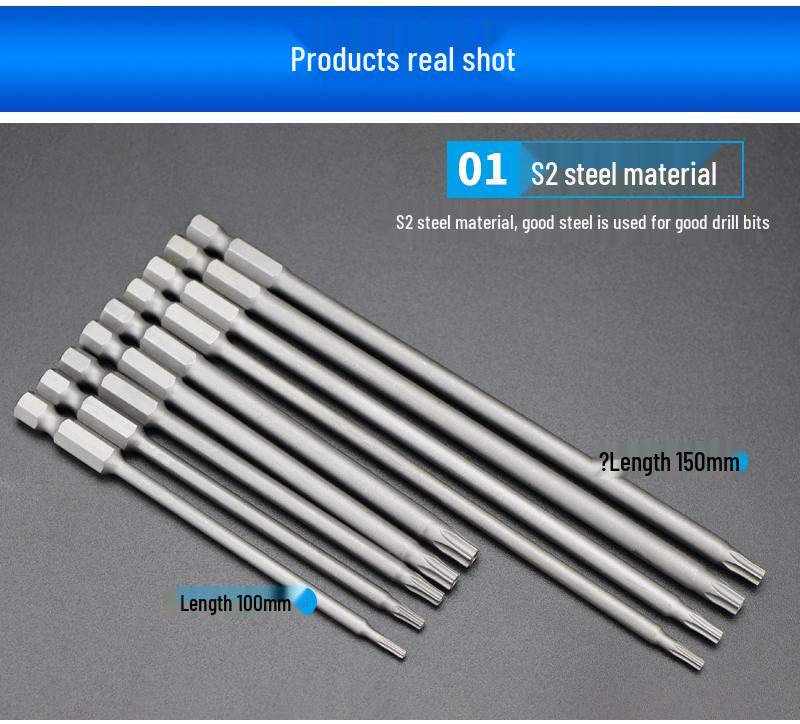 Plum Blossom S2 Magnetic Hex Screwdriver Set - 6.35mm Pneumatic Drill Bit Set