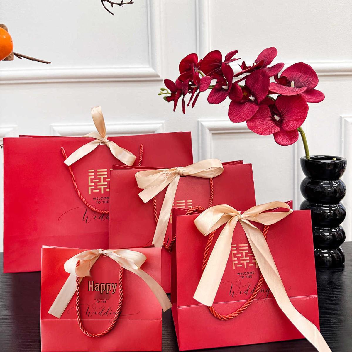 Red  Xi  Character Wedding Gift Tote Bag for Party Favors and Candy