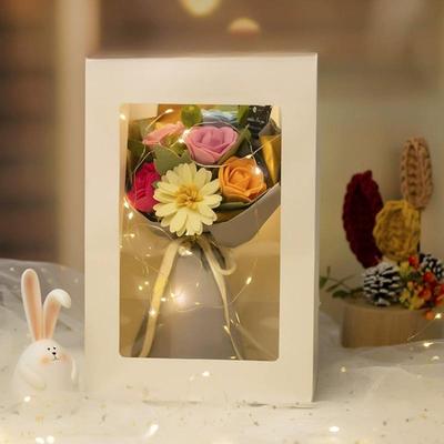 10 buc Cutie Ambalaj Cadou DIY Ambalaj Suvenir Nuntă Cutie Ambalaj Fereastră PVC Deschidere Hârtie Kraft Cutii Depozitare Patiserie Copt Angro