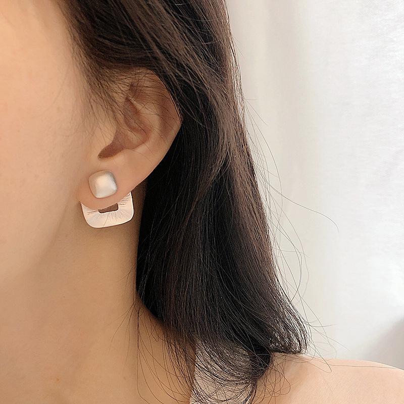 Geometric Frosted Hollow Square Stud Earrings - Fashionable Women s Dangle Jewelry
