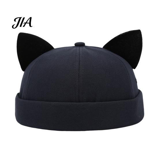 Soft Comfortable Sun Hat Brimless Cat Ear Hat, Cute Docker Cap, Adjustable Skullcap, Stylish Outdoor Travel Cap Sailor for Women Men Street