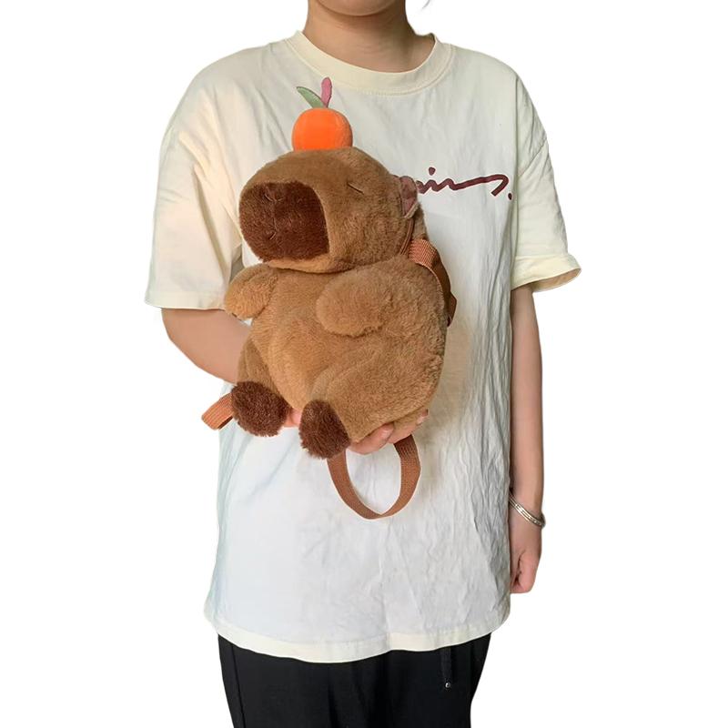 Capybara Plush Crossbody Bag Cute Capibara Anime Shoulder Bag Soft Stuffed Cartoon Fluffy Mini Knapsack Bag Birthday Gift