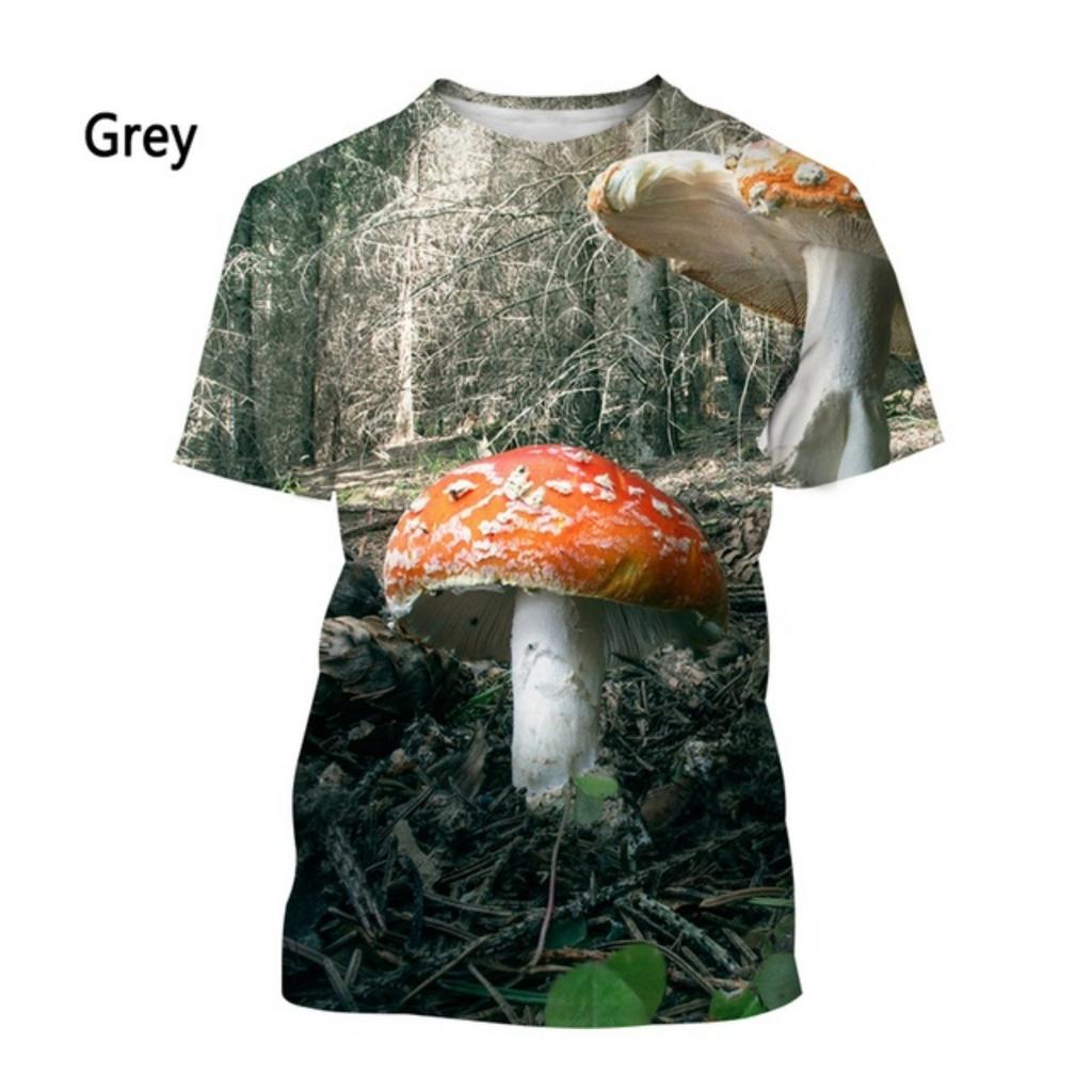 Large Harajuku-style New Mushroom 3D Printed Men's Casual Short-sleeve T-shirt, Trendy, Stylish, and Comfortable Top