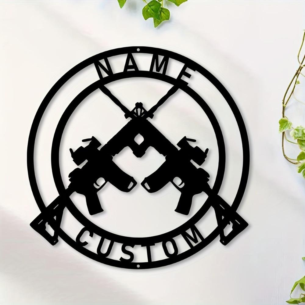 1pc Custom Metal Assault Rifle Sign, Personalized Name Tin Wall Art for Rustic Home, Patio, Porch Decor, Gift