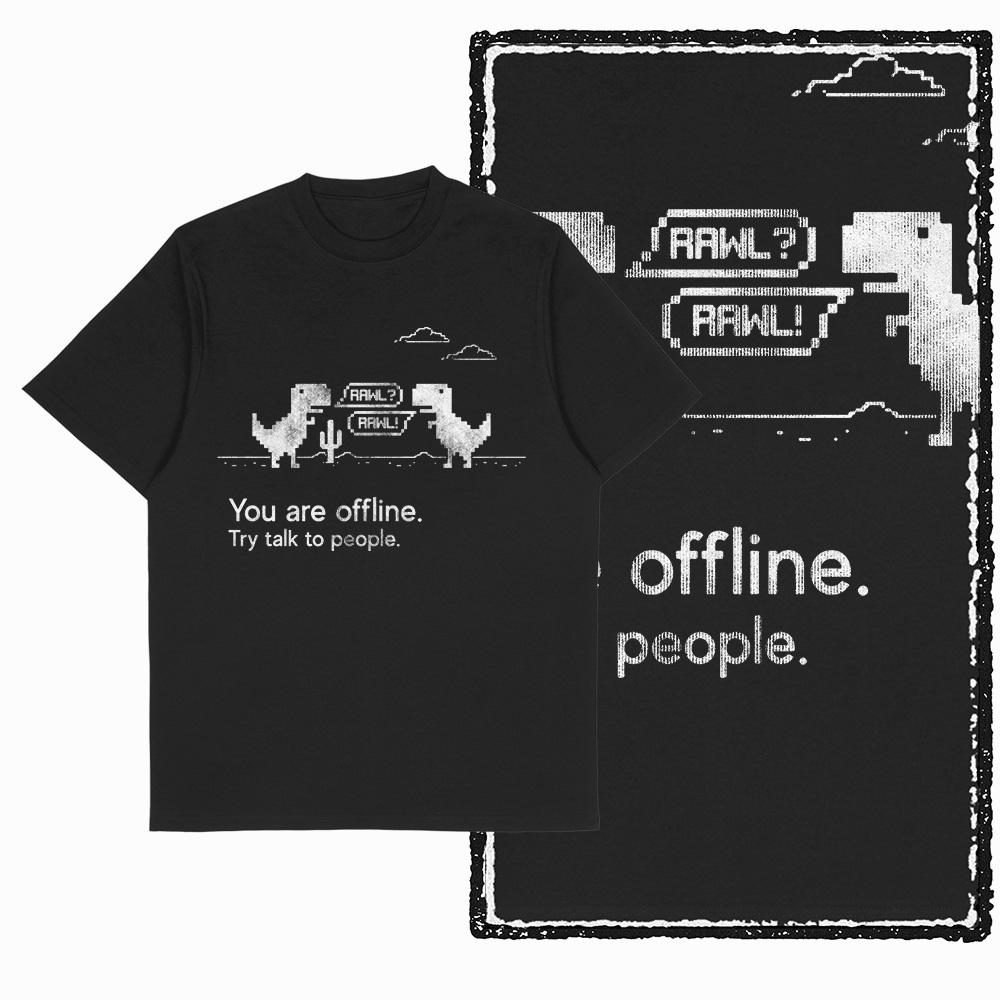 Unisexs Retro Dino TShirt Black Big Size Cool Dinosaur Game Pixel TRex Funny Graphic Cotton Unisex T Shirt Unique Tee Shirt G79 S