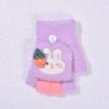 Autumn and winter cartoon children's warm gloves writing bare finger strawberry cold-proof boys and girls half finger flip writing gloves