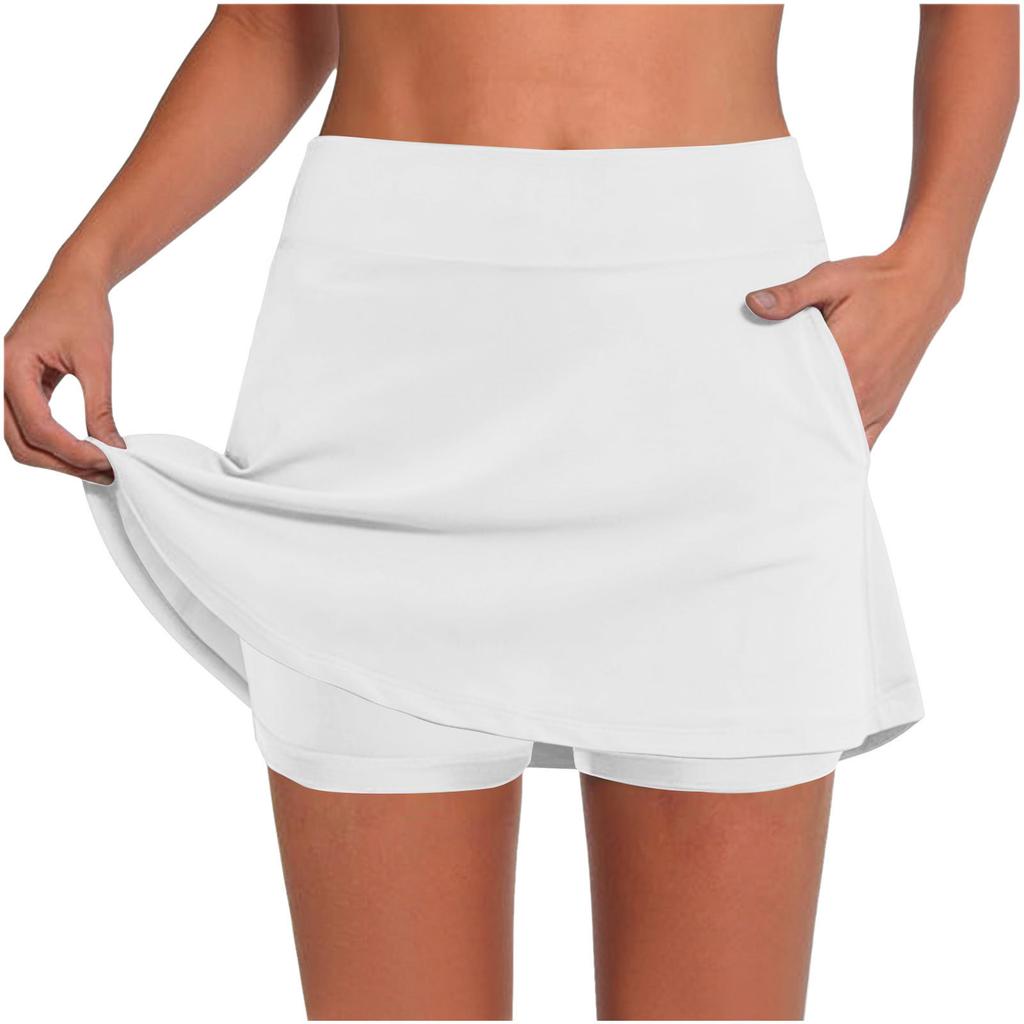 Women's -Color Mid- Pocket Skirt-Pants: Casual Activewear Base Layer