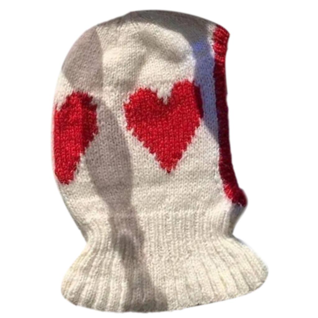 Women Balaclava Hooded Hat Heart Hooded Neck Warmer for Outdoor Halloween Cosplay Handmade Balaclava