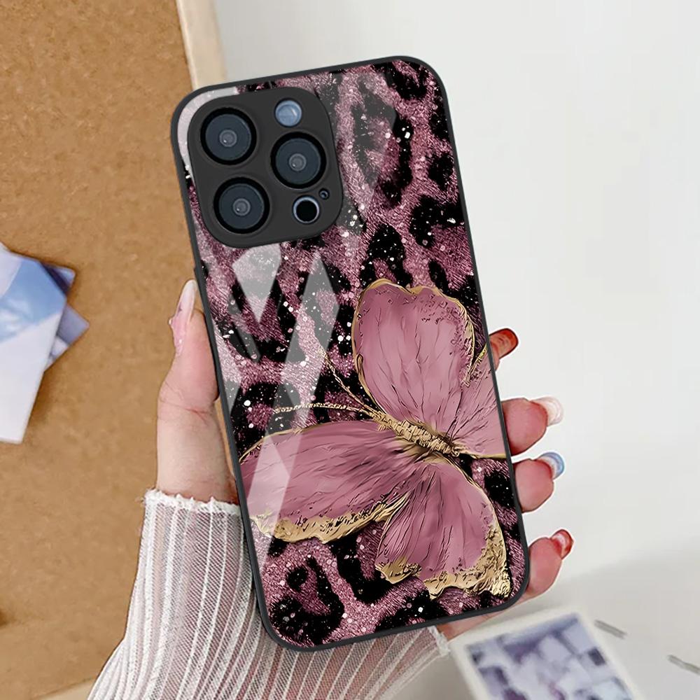 Butterfly Phone Case For iPhone 13 11 16 14 15 12 17 Pro Max 17 Air 16E XR 7 8 Plus SE 2020 2022 Shockproof Tempered Glass Cover
